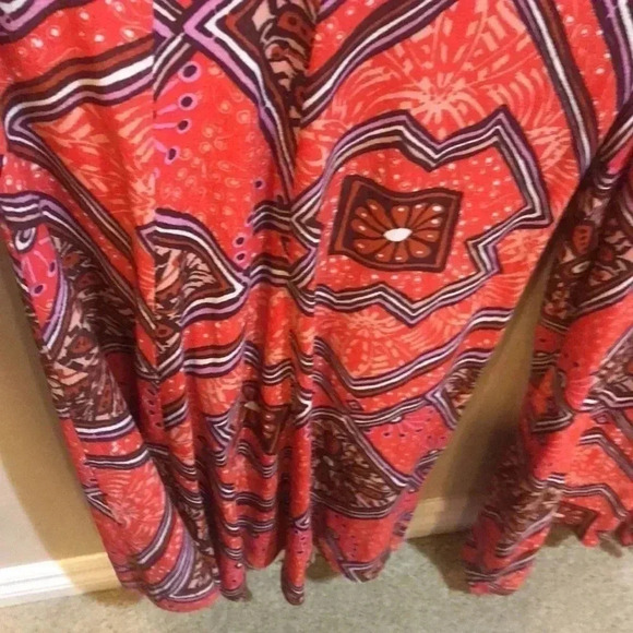 Anthropologie Floral Boho 70’s Styling Extra Wide Leg Pant Zip Front- Size 4 - Picture 5 of 10